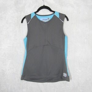 NOVARA Tank Top Size Medium Women's Gray Blue Athletic Sleeveless Zip Neck Cycle